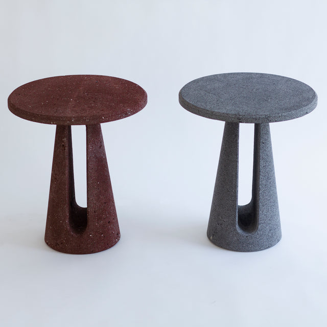 Striata side table made by lava stone, designed by Ricardo Rodriguez Elias